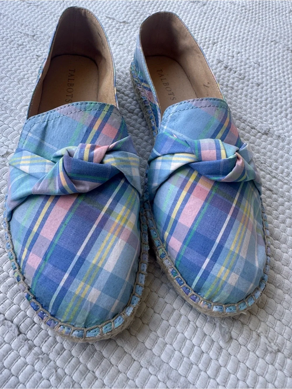 Talbots Pastel Plaid Espadrille Loafers in Blue, Pink, Yellow